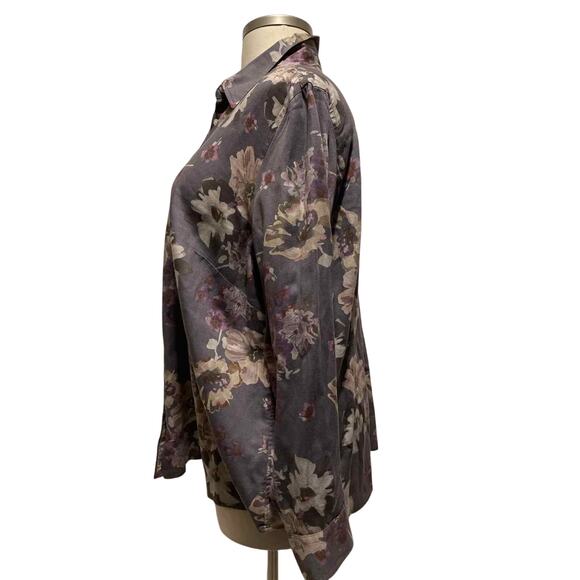 Chaps Size 3X Plum Print Casual Cotton Top‎ - Picture 2 of 7